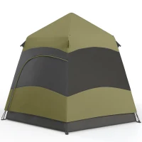 Outsunny 3 Man Instant Pop Up Tent with Rainfly, Portable Camping Shelter with Sewn-in Groundsheet, Carry Ba, Dark Green(m-11)