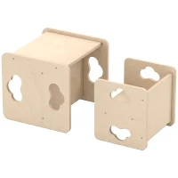 AIYAPLAY Montessori Inspired Toddler Table and Chair Set with 3-Level Heights, Weaning Baby Tables Chair Set for 18-36 M, Natural(m-1)