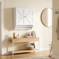 HOMCOM Armário de Parede para Banheiro Poupa-Espaço com 2 Portas e Porta-Toalhas Branco(m-5)