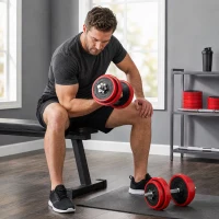 HOMCOM Haltères de 20 kg ensemble d'haltères musculation réglable avec barre d'extension pour entraînement musculaire et haltérophilie(m-10)