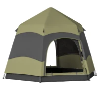Outsunny 3 Man Instant Pop Up Tent with Rainfly, Portable Camping Shelter with Sewn-in Groundsheet, Carry Ba, Dark Green(m-1)