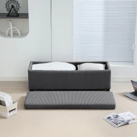 HOMCOM Banc de rangement bout de lit en velours côtelé avec couvercle, pour salon, chambre, entrée, 112 x 42 x 40 cm, gris(m-9)