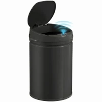HOMCOM Poubelle cuisine automatique 30L acier inoxydable, poubelle à couvercle à fermeture en douceur, 32x30,5x51cm, noir(m-11)