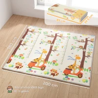 AIYAPLAY Foldable Reversible Baby Play Mat 200 x 180 cm, Waterproof, Non-Slip for Crawling and Learning, Tree & Forest Theme(m-3)