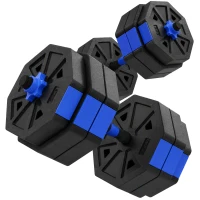 SPORTNOW Ensemble d'haltères musculation 6-en-1 haltère réglable 25 kg kettlebell, barre de musculation support pour pompes bleu(m-1)
