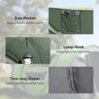 Outsunny 3 Person Pop-up Camping Tent, Family Dome Tent with Ground Sheet, 4 Windows and Portable Carry Bag for Beach Outdoor Trip, Dark Green(m-8)