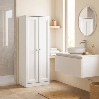 HOMCOM Móvel de Casa de Banho Estreito Móvel de Armazenamento de Pé com 2 Portas e 3 Prateleiras para Sala Quarto Branco(m-2)