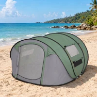 Outsunny Tienda de Camping Pop-up con Ventanas Bolsillos y Bolsa de Transporte Impermeable Anti-UV 263,5x220x123 cm Verde y Gris(m-8)