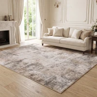 HOMCOM Tapis de salon, polyester, motif artistique moderne, lavable, Brun(m-5)