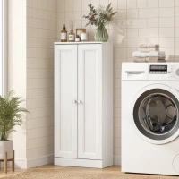 HOMCOM Móvel de Casa de Banho Estreito Móvel de Armazenamento de Pé com 2 Portas e 3 Prateleiras para Sala Quarto Branco(m-4)