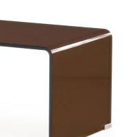 HOMCOM Mesa de Centro em Vidro Mesa de Sala Retangular Design Moderno com Bordas Arredondadas Seguras Castanho e Transparente(m-8)