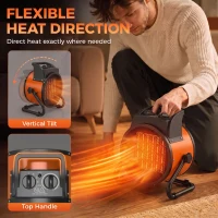 Outsunny Industrial Fan Heater 2800W with Tilting, Electric Ceramic Space Heater with Adjustable Thermostat, Handle(m-6)