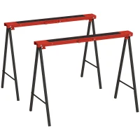 DURHAND Set 2 capre de lucru pliabile, blat din cauciuc antiderapant, 250 kg, roșu(m-10)