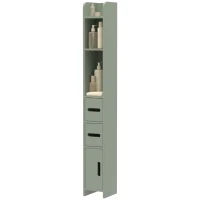 Kleankin Móvel Coluna de Casa de Banho Armário Alto com Prateleiras e Portas 15x17x120 cm Verde Claro(m-11)