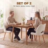 HOMCOM Dining Chairs Set Upholstered Kitchen Chenille Tool Free Assembly Rubberwood Legs, Beige(m-4)