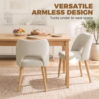 HOMCOM Dining Chairs Set Upholstered Kitchen Chenille Tool Free Assembly Rubberwood Legs, Beige(m-7)