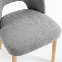 HOMCOM Dining Chairs Set Upholstered Kitchen Chenille Tool Free Assembly Rubberwood Legs, Grey(m-11)