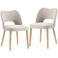 HOMCOM Dining Chairs Set Upholstered Kitchen Chenille Tool Free Assembly Rubberwood Legs, Beige(m-1)