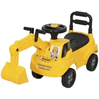 AIYAPLAY Ride On Tractor Digger, Toddler Excavator Toy Car with Adjustable Bucket, Horn, Under Seat Storage for Ages 1-3 Y Yellow(m-15)