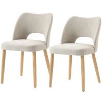 HOMCOM Dining Chairs Set Upholstered Kitchen Chenille Tool Free Assembly Rubberwood Legs, Beige(m-15)