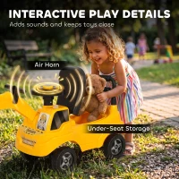 AIYAPLAY Ride On Tractor Digger, Toddler Excavator Toy Car with Adjustable Bucket, Horn, Under Seat Storage for Ages 1-3 Y Yellow(m-6)