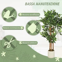 HOMCOM Pianta Artificiale di Baniano Verde in PEVA e Legno con Vaso Contenitore in PP e Cemento, 55x55x120 cm(m-6)