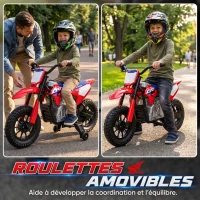 AIYAPLAY Moto Électrique Enfants sous Licence HONDA 12 V, Vitesse 3-6 Km/h, Voiture Électrique Enfants 3-8 ans, Rouge et Bleu(m-6)