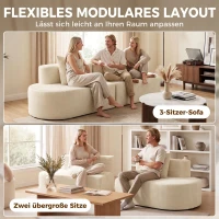 HOMCOM 3-Sitzer-Sofa, modulares Cloud-Sofa ohne festen Rahmen, breite & tiefe Sitzfläche, Federpolsterung, Kordbezug, Beige(m-4)