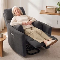 HOMCOM Riser Recliner Chair with Massage and Heat, Teddy Fleece Electric Power Lift Recliner for Elderly, Dark Grey(m-9)