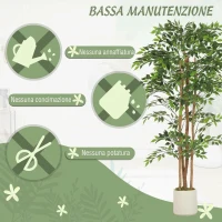 HOMCOM Pianta Artificiale di Baniano in PEVA e Legno con Rami Orientabili e Vaso Contenitore in PP e Cemento(m-6)