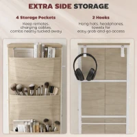 HOMCOM Chest of Drawers, Dresser for Bedroom with 8 Fabric Drawers, Tall Storage Unit w/ Side Storage Bag, Natural Wood Finish(m-5)