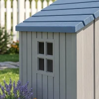 PawHut Dog Kennel Outdoor for Medium Dogs, Waterproof Plastic Dog House for Garden, Patio, 85 x 79 x 82 cm, Grey(m-9)