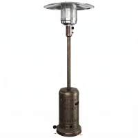 Outsunny Chauffage Extérieur Terrasse Portable 13 kW, Niveaux de Chauffe Réglables, Anti-Basculement, 82x82x223cm, Marron Foncé(m-1)
