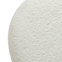 HOMCOM Repose pied salon, tabouret ottoman rond rembourré en peluche Teddy, pour chambre à coucher, entrée, Ø 40 x 45 cm, blanc(m-9)
