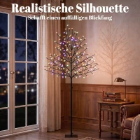 HOMCOM LED-kersenbloesemboom 150 cm met 160 leds, kunstmatige lichtboom met 20 buigzame takken, kerstdecoratie(m-6)