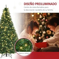 HOMCOM Árbol de Navidad Artificial 210 cm con 700 LED Blanco Cálido 2154 Puntas, Base Metálica Plegable Verde(m-5)