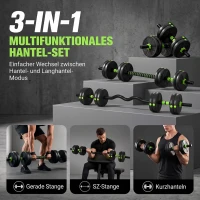 SPORTNOW Hantelset verstellbar 15 KG Kurzhantel Set Kurzhanteln Langhanteln Hanteln Set für Krafttraining(m-4)