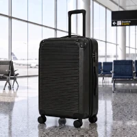 HOMCOM Troler Rigid Mediu 68L, Extensibil, ABS, 4 Roți Pivotante, Colțuri de Protecție, 66 x 43 x 27 cm, Negru(m-2)