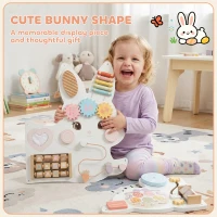 AIYAPLAY Easter Bunny Busy Board Panels, Montessori Wall-Mounted Toddler Learning Activity Centre for Living Room Kids Room White(m-7)