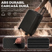 HOMCOM Troler Rigid Mediu 68L, Extensibil, ABS, 4 Roți Pivotante, Colțuri de Protecție, 66 x 43 x 27 cm, Negru(m-4)
