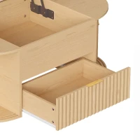 HOMCOM Table Basse Relevable Ovale, Compartiment Caché, Tiroir Cannelé, Portes Coulissantes et Placards, 100x50x40cm, Chêne(m-14)