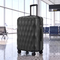 HOMCOM 2-Piece Luggage Set, ABS Hard Shell Carry On Suitcase Set with TSA Lock, Spinner Wheels, 12/20 inch, Black(m-2)