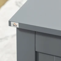 HOMCOM Sitzbank mit Stauraum im Landhausstil, inkl. Sicherheitsscharniere, Truhe, 81 cm x 40 cm x 46 cm, Hellgrau(m-8)