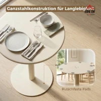 HOMCOM Runder Küchentisch für 2 Personen mit Stahlgestell, platzsparend, 60 x 60 x 72 cm, Beige(m-5)