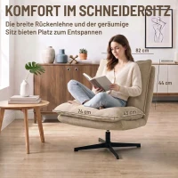 HOMCOM Loungesessel mit Hocker, 360° drehbar, Cordbezug, höhenverstellbare Fußstütze, Beige(m-5)