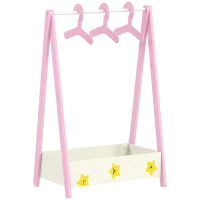 AIYAPLAY Baby Clothing Rack with Hangers, Storage Shelf for Bedroom, Star Theme, for Ages 3-6, Pink(m-1)