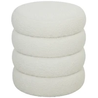 HOMCOM Hocker, rund, Teddyfleece, bis 120kg, Φ40x45H cm, Weiß(m-10)