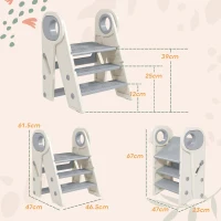 AIYAPLAY Foldable and Adjustable Kids Step Stool with Handle, Non-Slip, Grey(m-3)