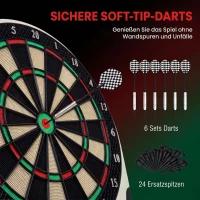 HOMCOM Elektronische Dartscheibe Dartboard mit Englische Sprachansagen LED-Anzeigen 6 Darts 24 Dartköpfe 18 Spiele 159 Varianten Dartautomat Dartscheibe Set für bis zu 8 Spieler(m-5)