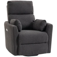 HOMCOM Riser Recliner Chair with Massage and Heat, Teddy Fleece Electric Power Lift Recliner for Elderly, Dark Grey(m-15)